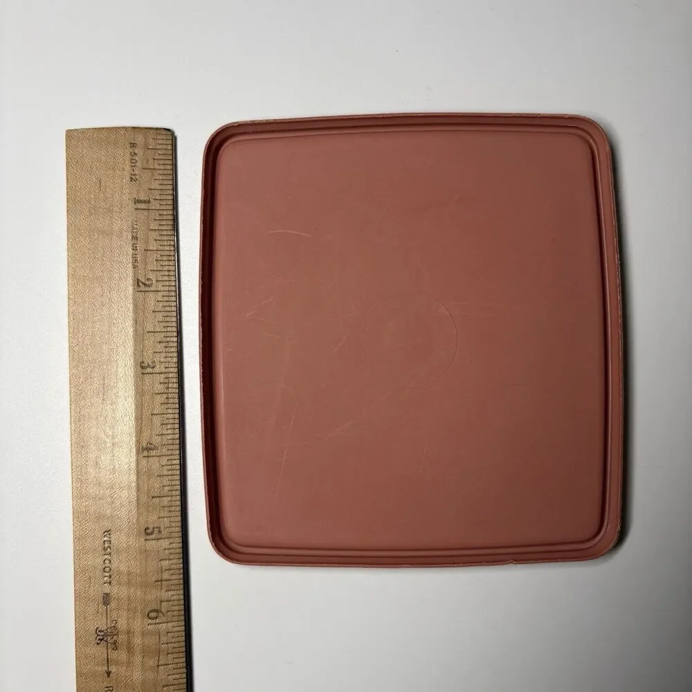 TUPPERWARE REPLACEMENT Lid #671-3 5x5.5” Square Container Maeve Pink Salmon Clay